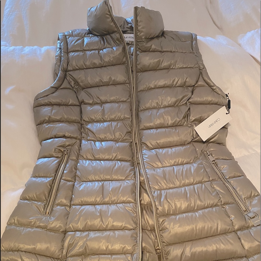 Calvin Klein satin nickel metallic elegance vest.